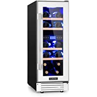 Los mejores  - Klarstein Vinovilla 17 - Nevera para vinos- 2 zonas- 53 litros- 17 botellas- 30 cm de ancho- Puerta acristalada…
